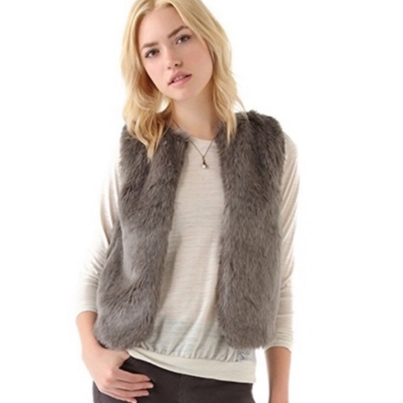 Madewell Cropped Faux Fur Brown Vest 